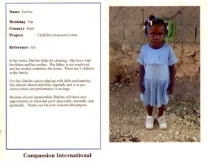 a child packet for a child waiting for a sponsor