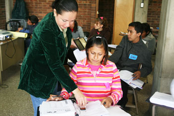 a teacher helping a student