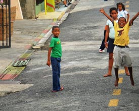 children playing in street