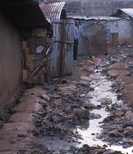 muddy street in slum