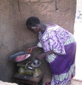 woman weighing food