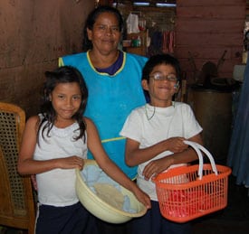 woman with two children