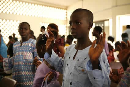 group of Ghanaian children in church