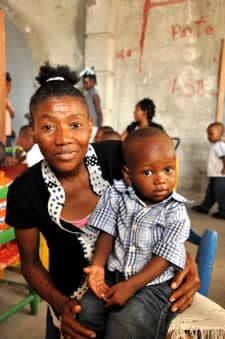 woman holding child