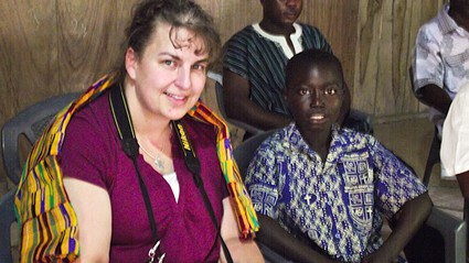 woman sitting with boy