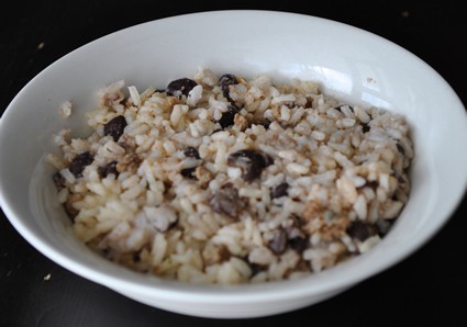 a bowl of rice and beans