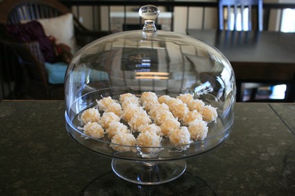 finished dessert in glass display