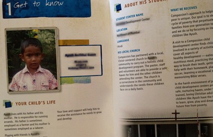 Image of a pages of the child sponsorship information book a sponsor receives