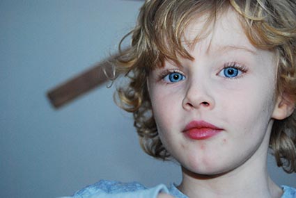 blonde child with blue eyes
