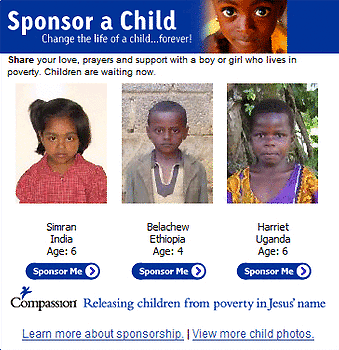 Click here to get the sponsor a child widget for Facebook