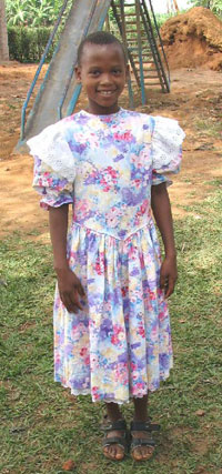 smiling girl in colorful dress