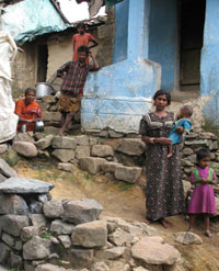 Family in front of home