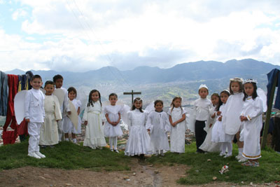 group of children dressed as angels