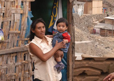 woman holding a little boy