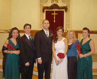 Wedding party inside of a church.