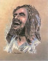 painting of Jesus laughing