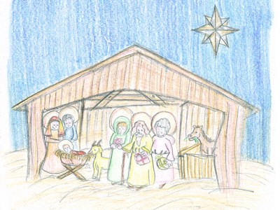 drawing of nativity scene