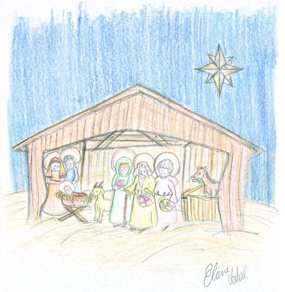 drawing of nativity scene