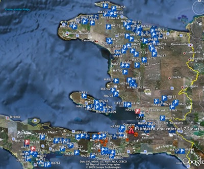 map of child centers in Haiti