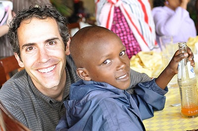 man and boy smiling