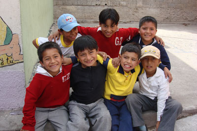 group of laughing boys