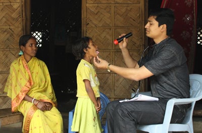 young girl at medical screening