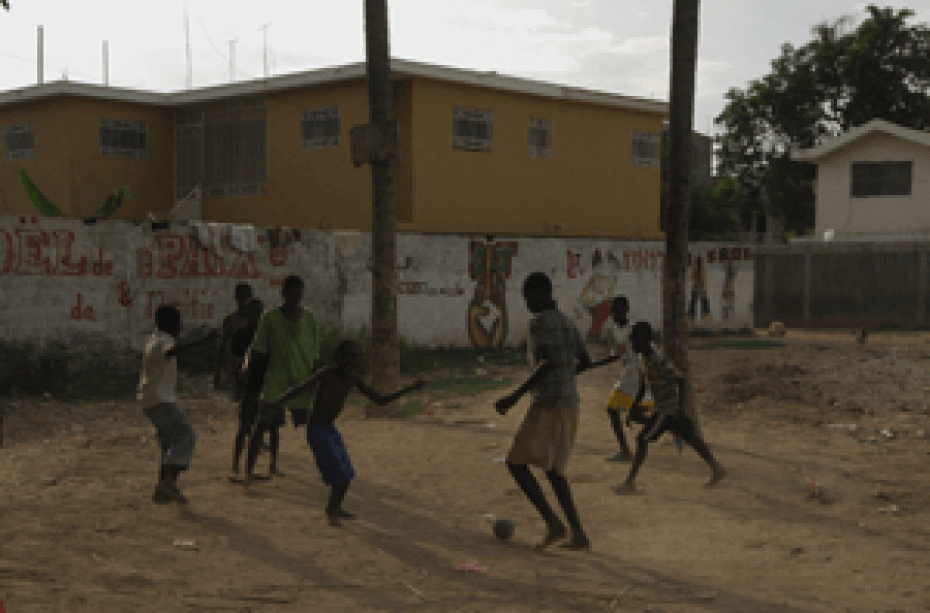 Children playing soccer