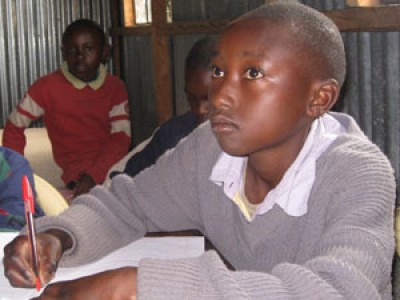 A child at a school desk