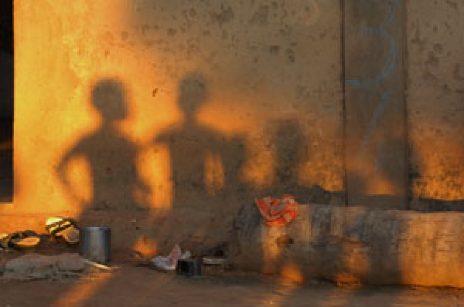 shadows of children on wall