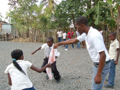 children playing game with hankerchief