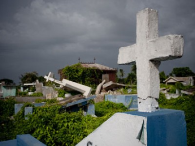 damaged crosses in Haiti