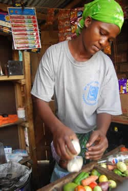 woman preparing product to sell