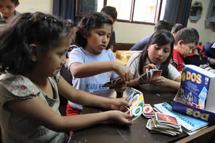 children playing cards