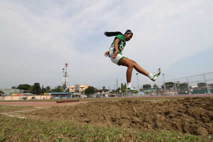 girl running long jump