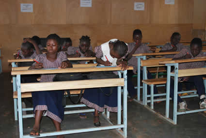 children working at school