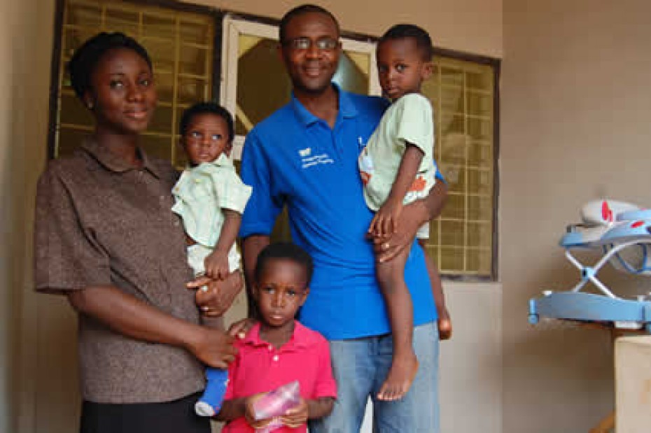 Family posing for a photo in Ghana.