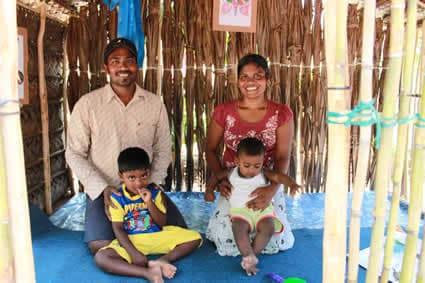 family in a playhouse