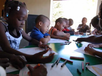 Schoolchildren coloring