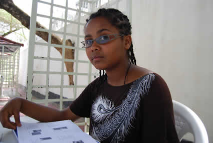 Ethiopian girl studying