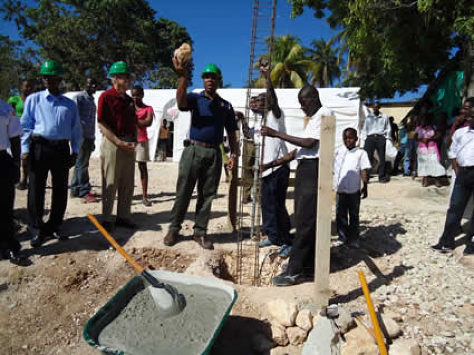 group of men in Haiti at construction site