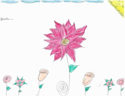 child's drawing of flowers