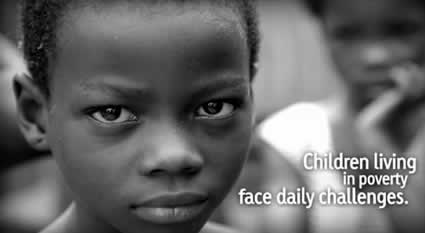 Poster of a child titled children living in poverty face daily challenges