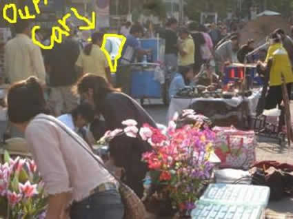 people at a street market