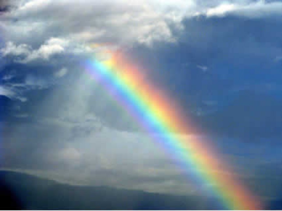 Rainbow with clouds in the background