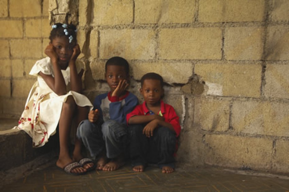 children sitting on floor in Haiti