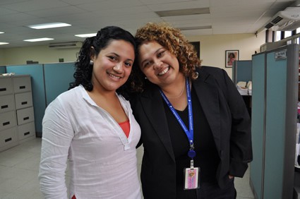 two smiling women