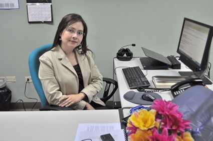 woman sitting at desk