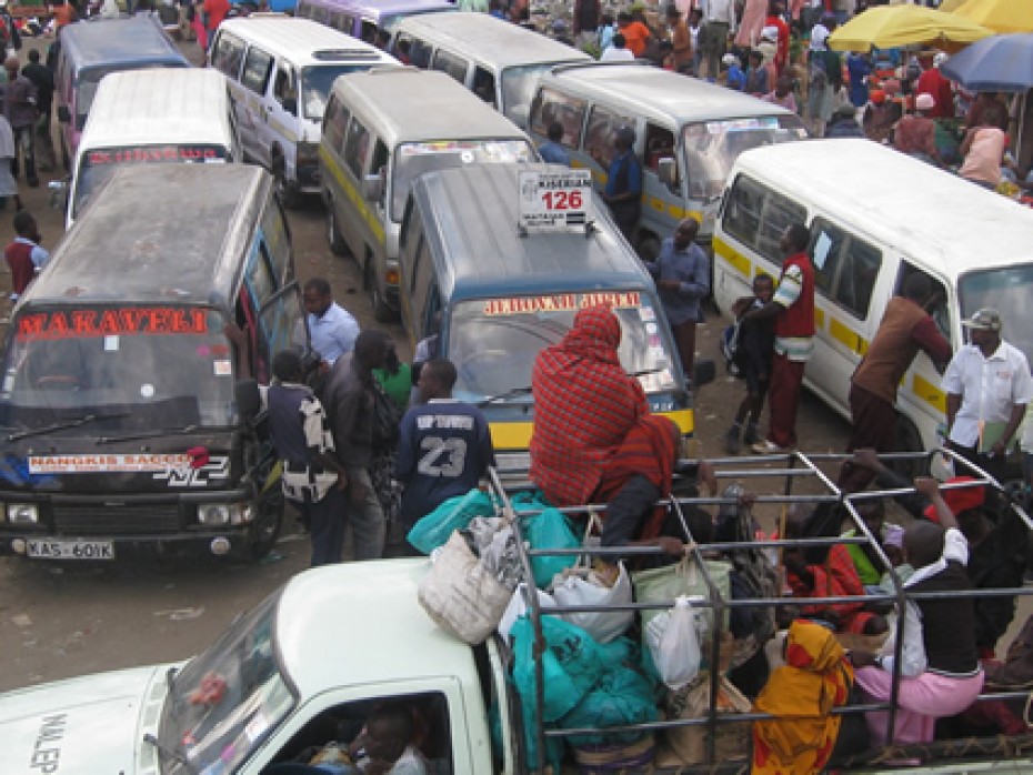 many buses on Kenyan street