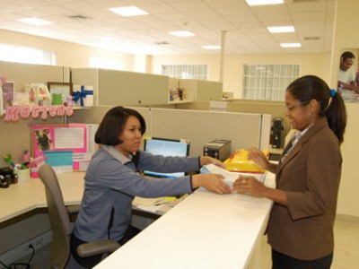 Two ladies in an office.