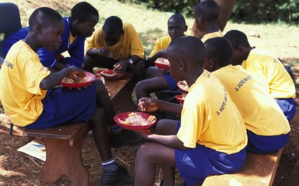 children eating a meal